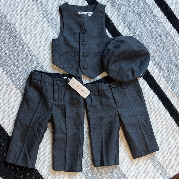Janie & Jack Special Occasion Suit Vest Dress Pants & Hat Matching Set